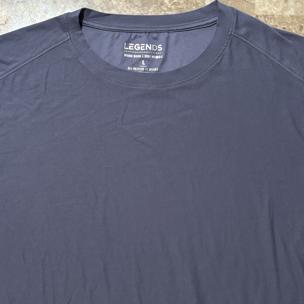 Legends Aire Shirt Mens Large Blue Performance Short Sleeve Tee Gym Running